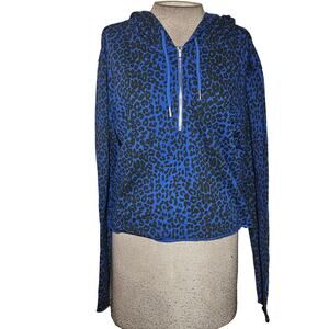 Brooklyn Karma Blue Animal Print Hoodie Size Large